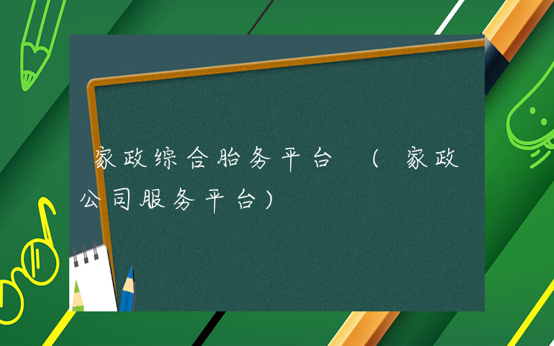 家政综合胎务平台 (家政公司服务平台)